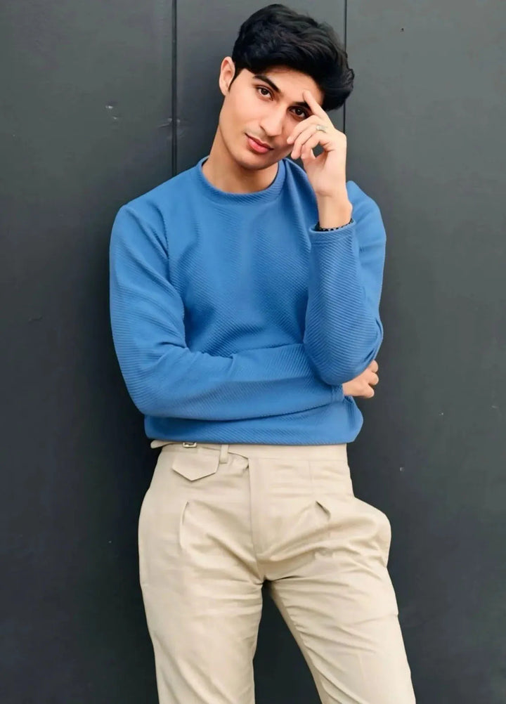 Muraqsh Mens Waffle Sky Blue Sweat Shirt