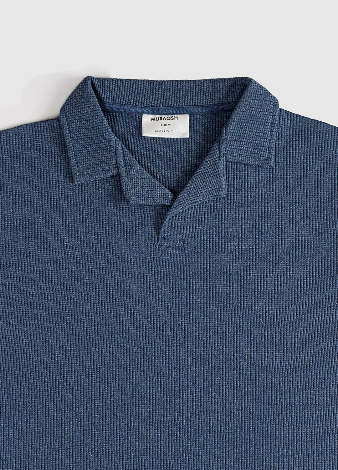 Muraqsh Plain Knit Polo Midnight Blue Waffle Revere Polo