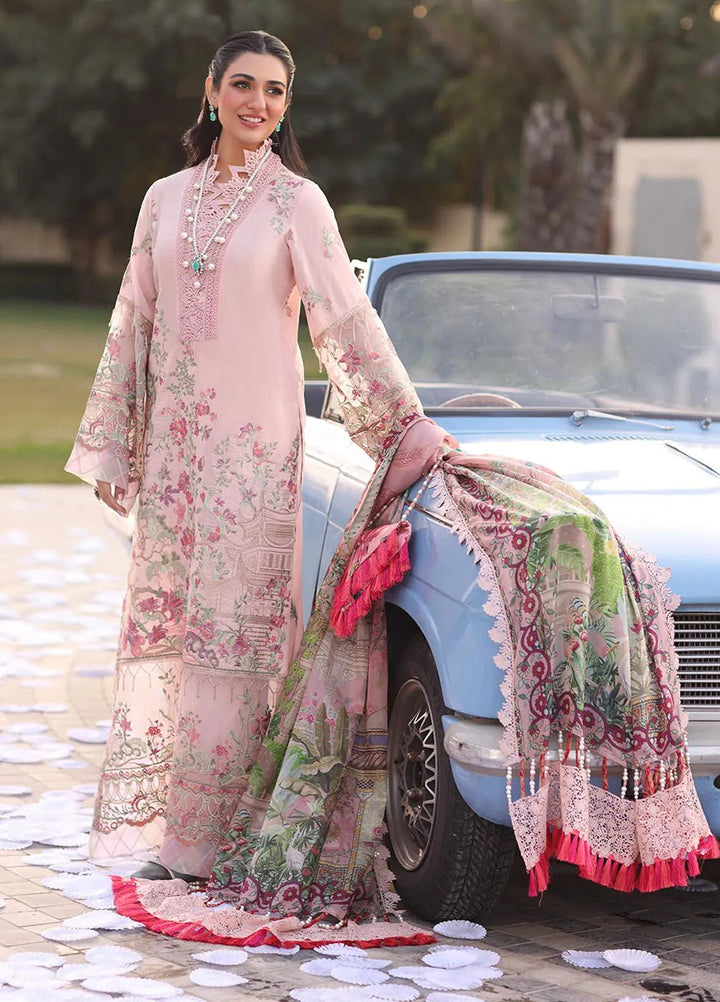 Musferah Saad Embroidered Lawn Suits Unstitched 3 Piece MFS25PG Bloome - Luxury Collection