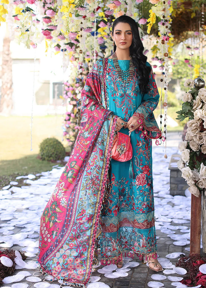 Musferah Saad Embroidered Lawn Suits Unstitched 3 Piece MFS25PG Celestia - Luxury Collection