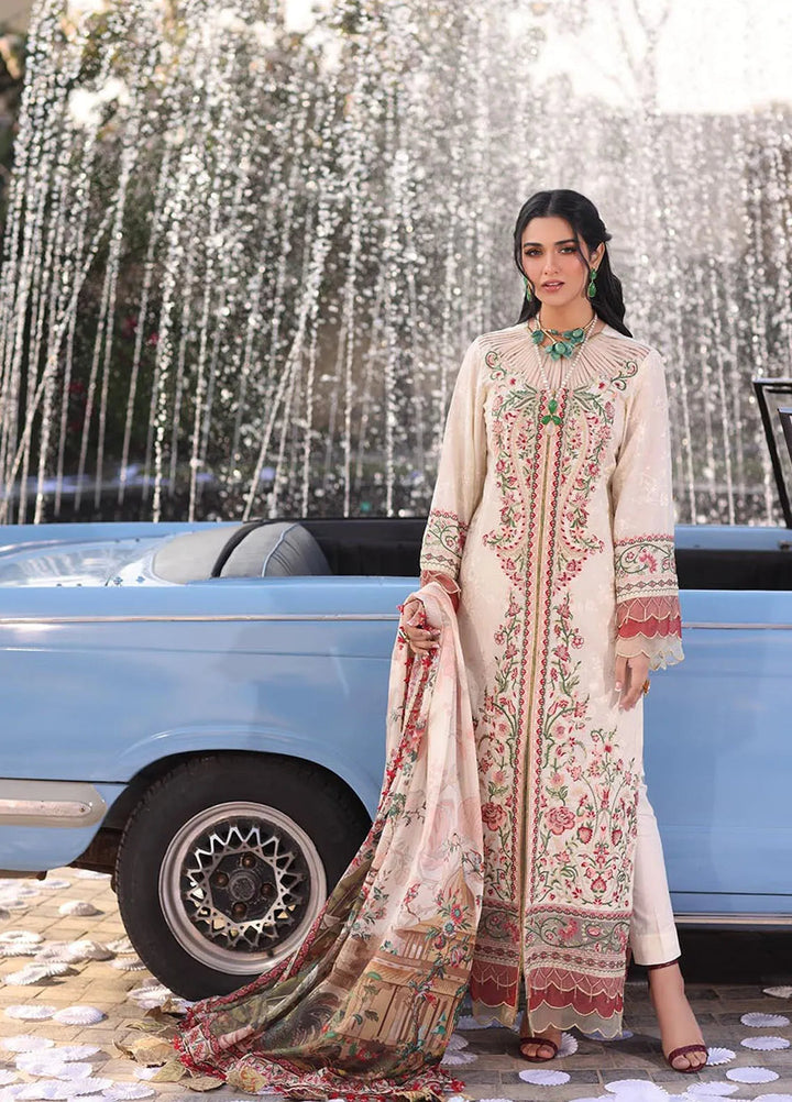 Musferah Saad Embroidered Lawn Suits Unstitched 3 Piece MFS25PG Pearl - Luxury Collection