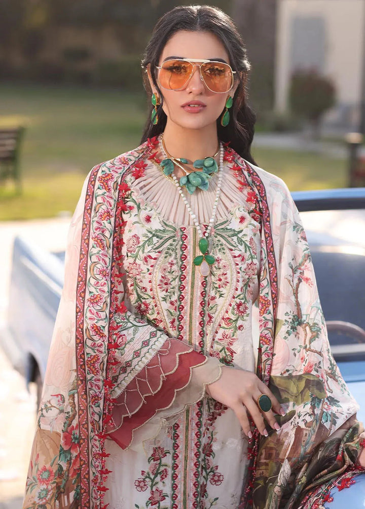 Musferah Saad Embroidered Lawn Suits Unstitched 3 Piece MFS25PG Pearl - Luxury Collection