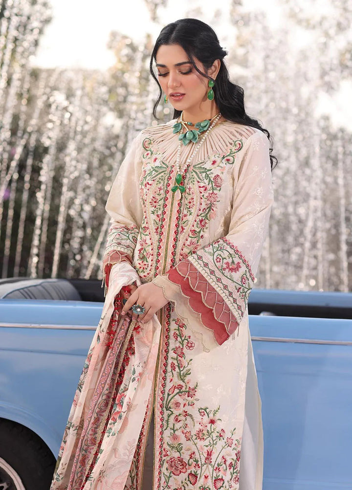 Musferah Saad Embroidered Lawn Suits Unstitched 3 Piece MFS25PG Pearl - Luxury Collection