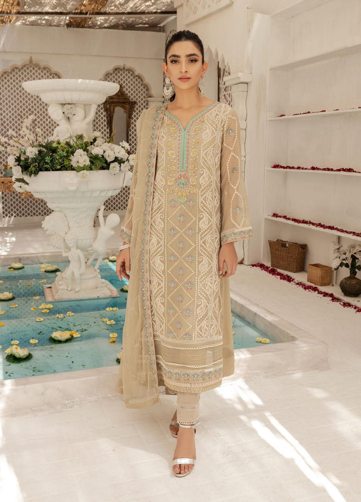 Shamooz Luxury Pret  Chiffon 3 Piece Suit Grey Tone SEM-0427