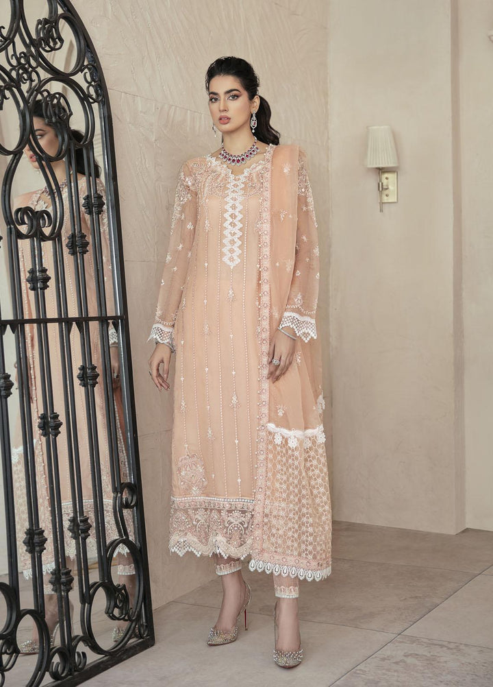 Mushq Luxury Pret  Organza Shirt BLUSH ARCH