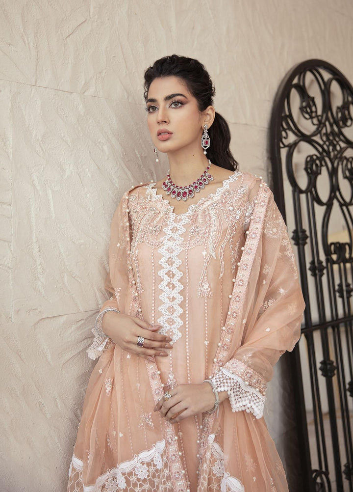 Mushq Luxury Pret  Organza Shirt BLUSH ARCH