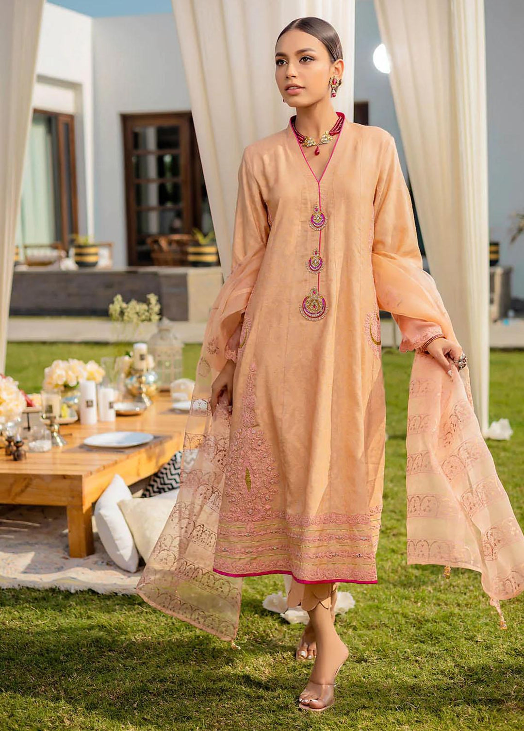 Hue Pret Pret Formal Cotton Net 3 Piece HUP22M KASHKA