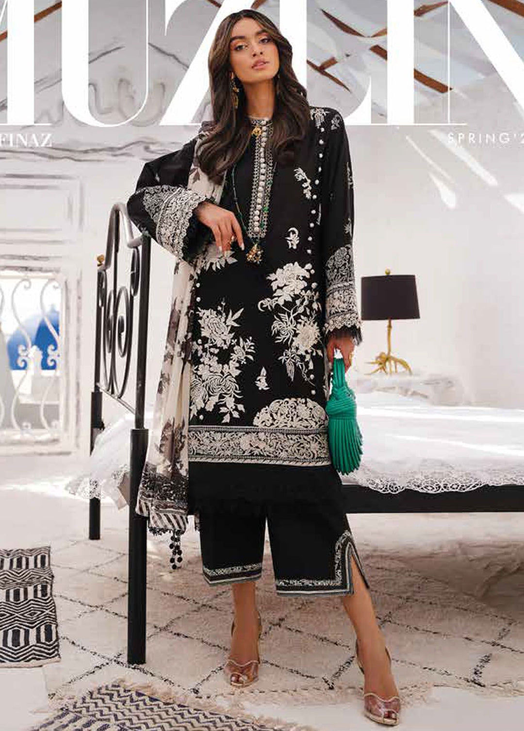 Muzlin By Sana Safinaz Embroidered Lawn Suits Unstitched 3 Piece SS24MZ 7A - Spring Summer Collection