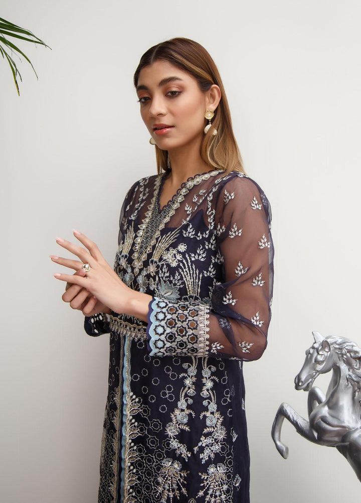 Suveez Luxury Pret  Organza 3 Piece Suit SZ22MRP Daria Indigo (D-04)