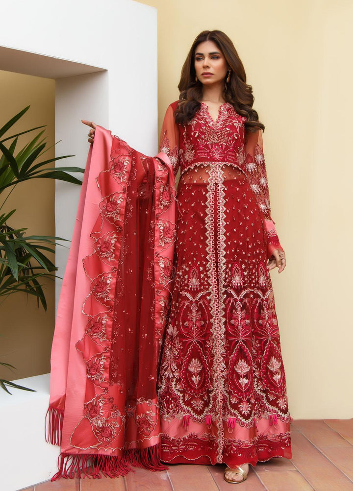 Suveez Luxury Pret  Net 3 Piece Suit SZ22MRP Ruby Red (D-06)