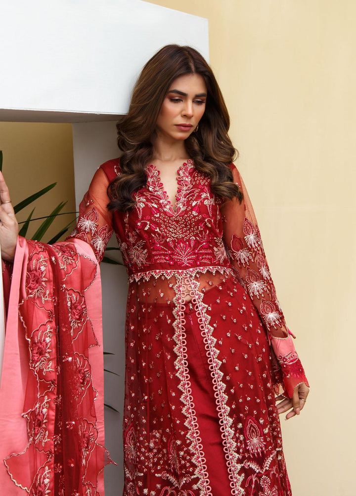 Suveez Luxury Pret  Net 3 Piece Suit SZ22MRP Ruby Red (D-06)