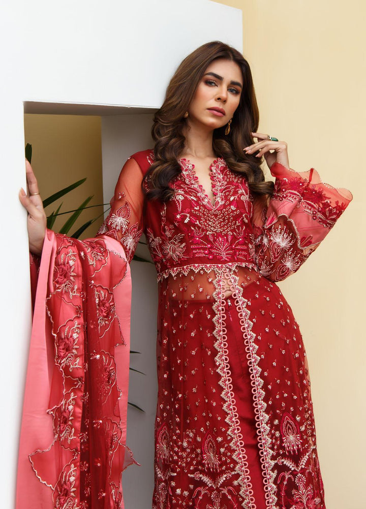 Suveez Luxury Pret  Net 3 Piece Suit SZ22MRP Ruby Red (D-06)