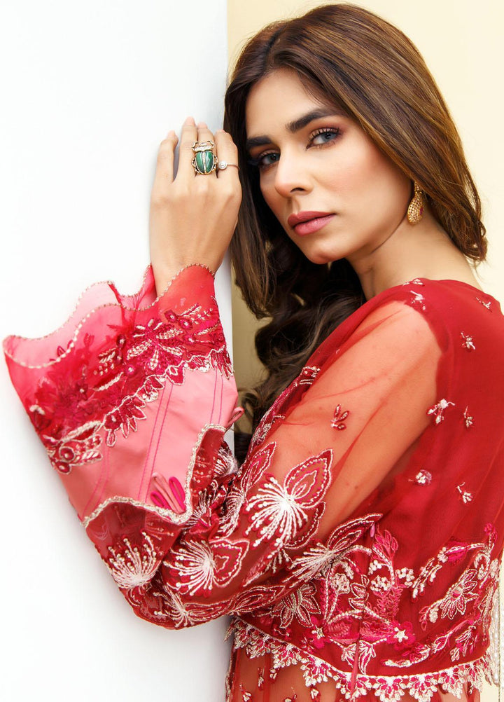 Suveez Luxury Pret  Net 3 Piece Suit SZ22MRP Ruby Red (D-06)