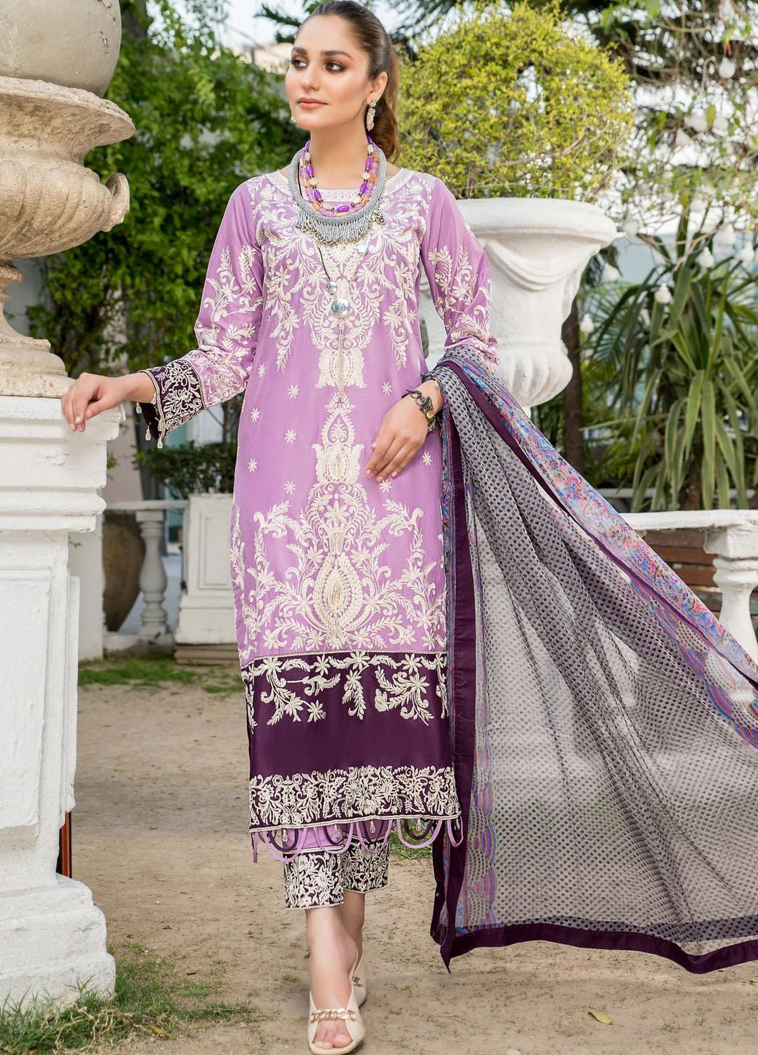 Naayas Luxury Pret Lawn Shirt Bale lilac