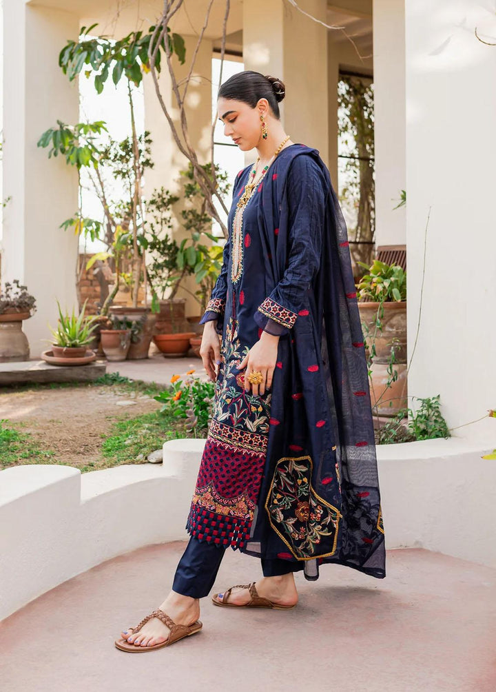 Naayas Embroidered Lawn Suits Unstitched 3 Piece NS23E Jardin Blue - Eid Collection