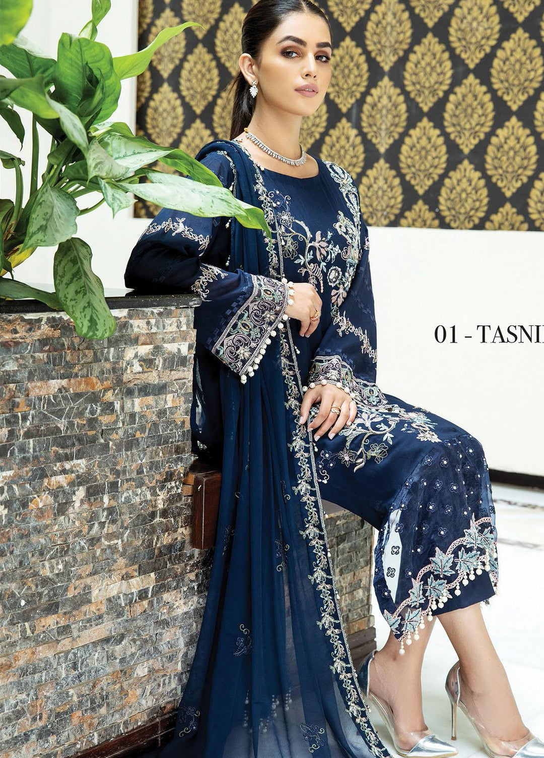 Nafasat by House of Nawab Embroidered Lawn Suits Unstitched 3 Piece HON21NF 01 TASNIM - Luxury Collection