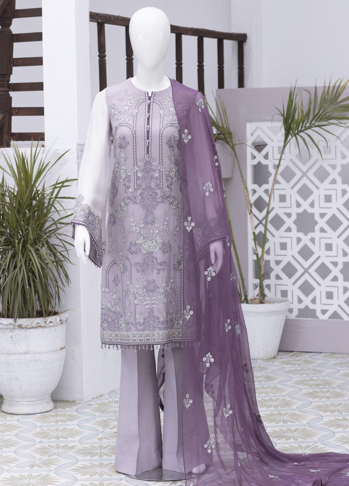 Flossie Embroidered Chiffon Suits Unstitched 3 Piece FS23NF N-702 Orchid Hush - Festive Collection