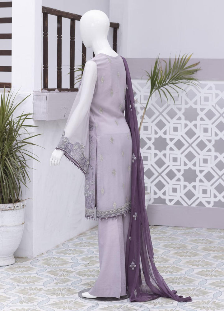 Flossie Embroidered Chiffon Suits Unstitched 3 Piece FS23NF N-702 Orchid Hush - Festive Collection