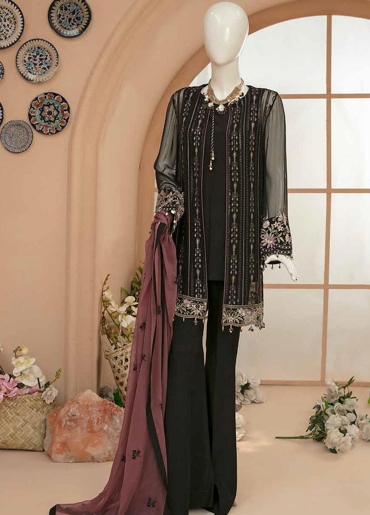 Nafeesah By Flossie Embroidered Chiffon Suits Unstitched 3 Piece N-509 Java - Luxury Collection
