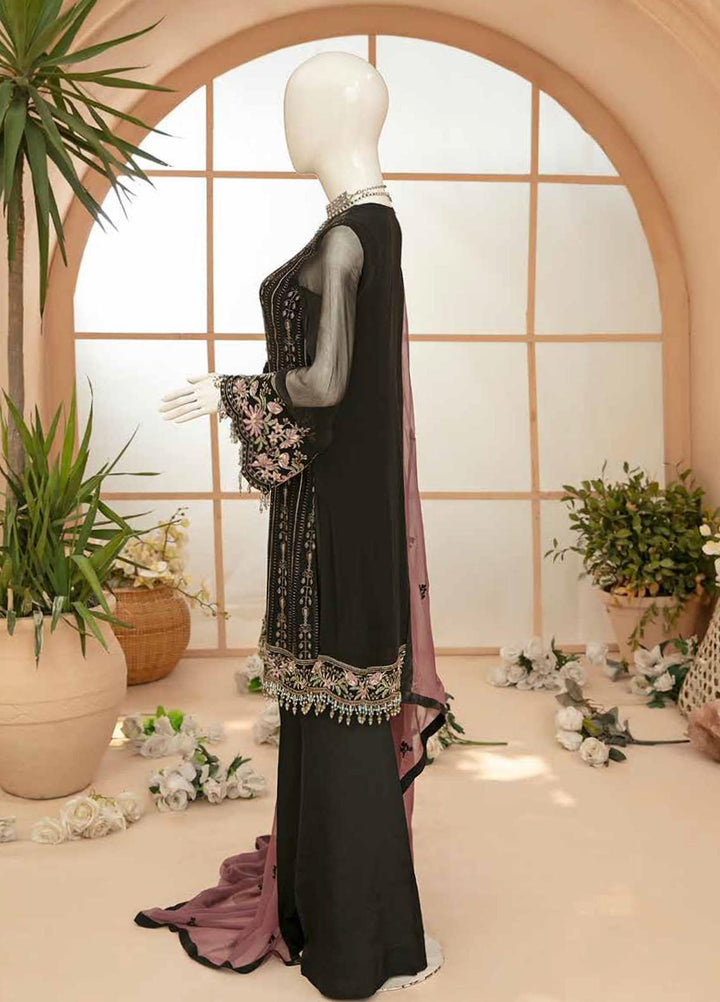 Nafeesah By Flossie Embroidered Chiffon Suits Unstitched 3 Piece N-509 Java - Luxury Collection