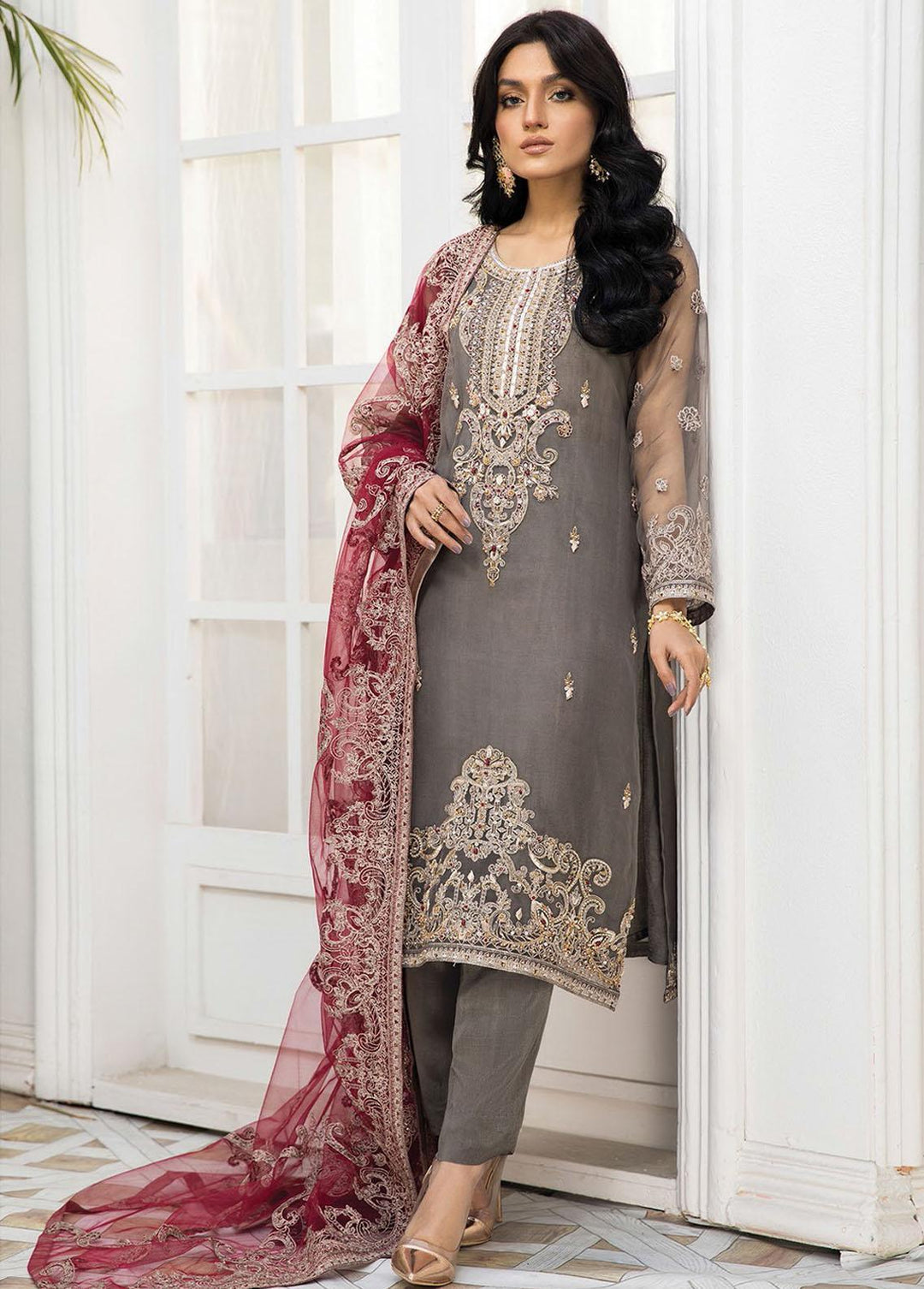 Nainsukh by House of Nawab Embroidered Organza Suits Unstitched 3 Piece HON22-N2 Minaz 5A - Luxury Collection