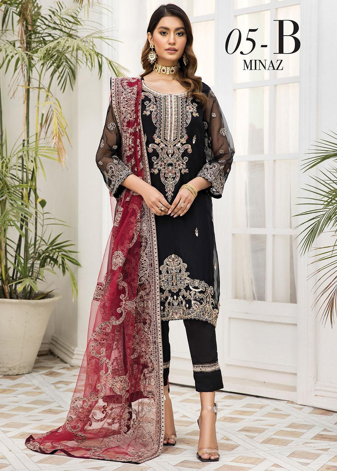 Nainsukh by House of Nawab Embroidered Organza Suits Unstitched 3 Piece HON22-N2 Minaz 5B - Luxury Collection