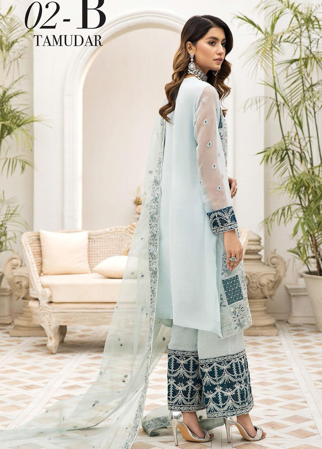 Nainsukh by House of Nawab Embroidered Organza Suits Unstitched 3 Piece HON22-N2 Tamudar 2B - Luxury Collection
