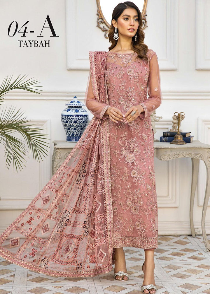 Nainsukh by House of Nawab Embroidered Net Suits Unstitched 3 Piece HON22-N2 Taybah 4A - Luxury Collection