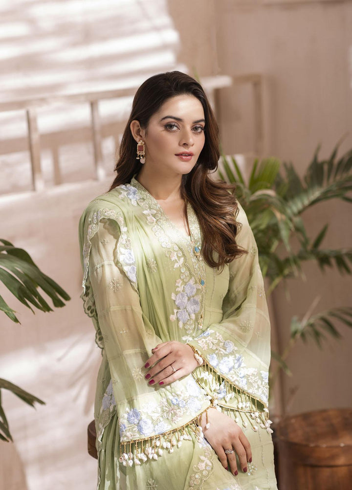 Naushad Imdad Embroidered Chiffon Suits Unstitched 3 Piece ND22LC NI-LC-007 MIST GREEN - Luxury Collection