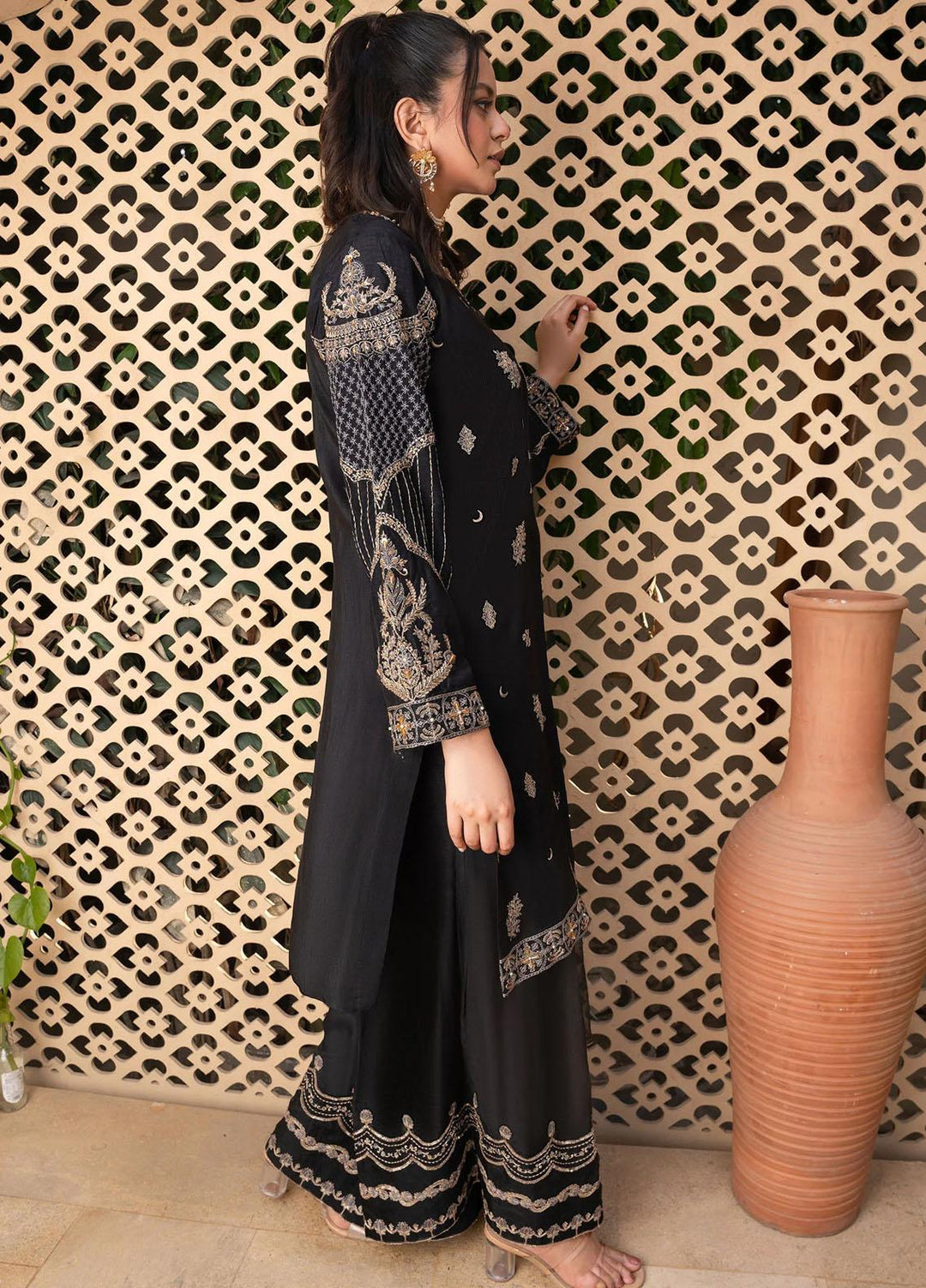 Shurooq Pret Embroidered Raw Silk 3 Piece Suit Laila