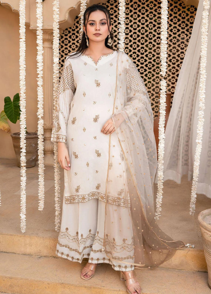 Shurooq Pret Embroidered Raw Silk 3 Piece Suit Noori