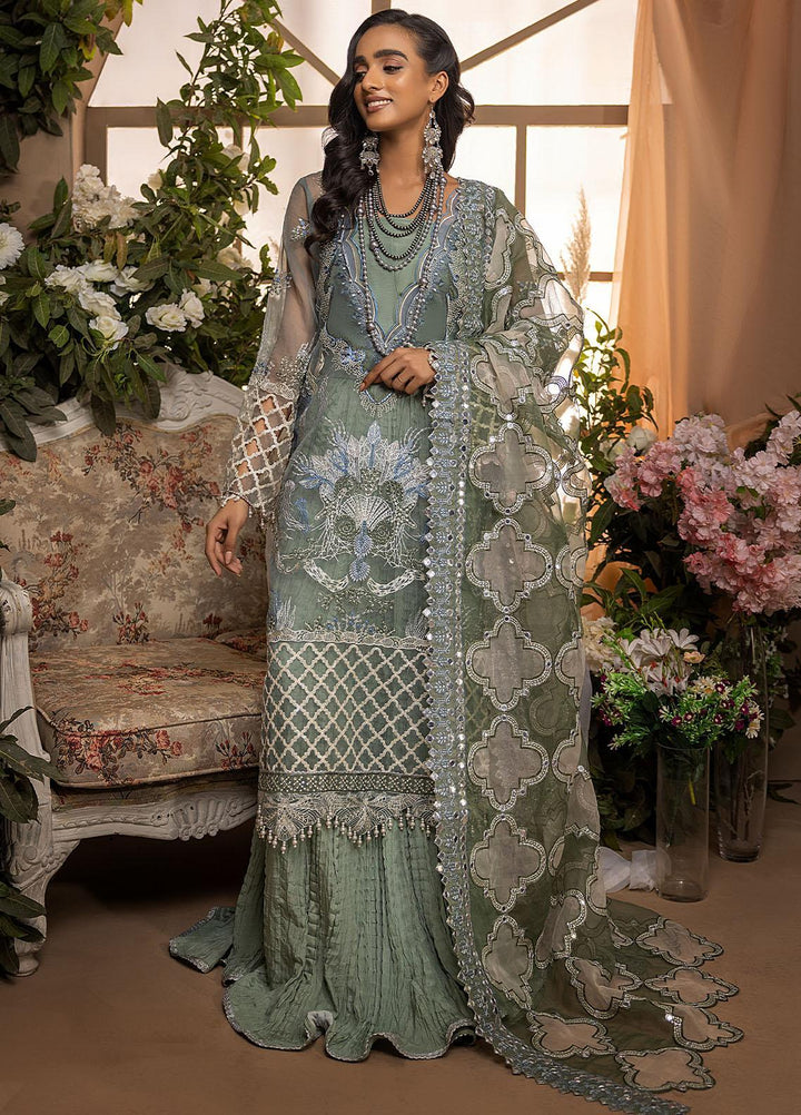 Nikhaar by Awwal Embroidered Organza Suits Unstitched 4 Piece AW22N D-02 Jade - Formal Collection