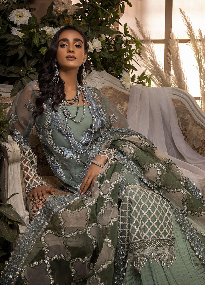 Nikhaar by Awwal Embroidered Organza Suits Unstitched 4 Piece AW22N D-02 Jade - Formal Collection