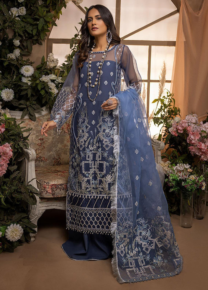 Nikhaar by Awwal Embroidered Organza Suits Unstitched 4 Piece AW22N D-06 Oynx - Formal Collection