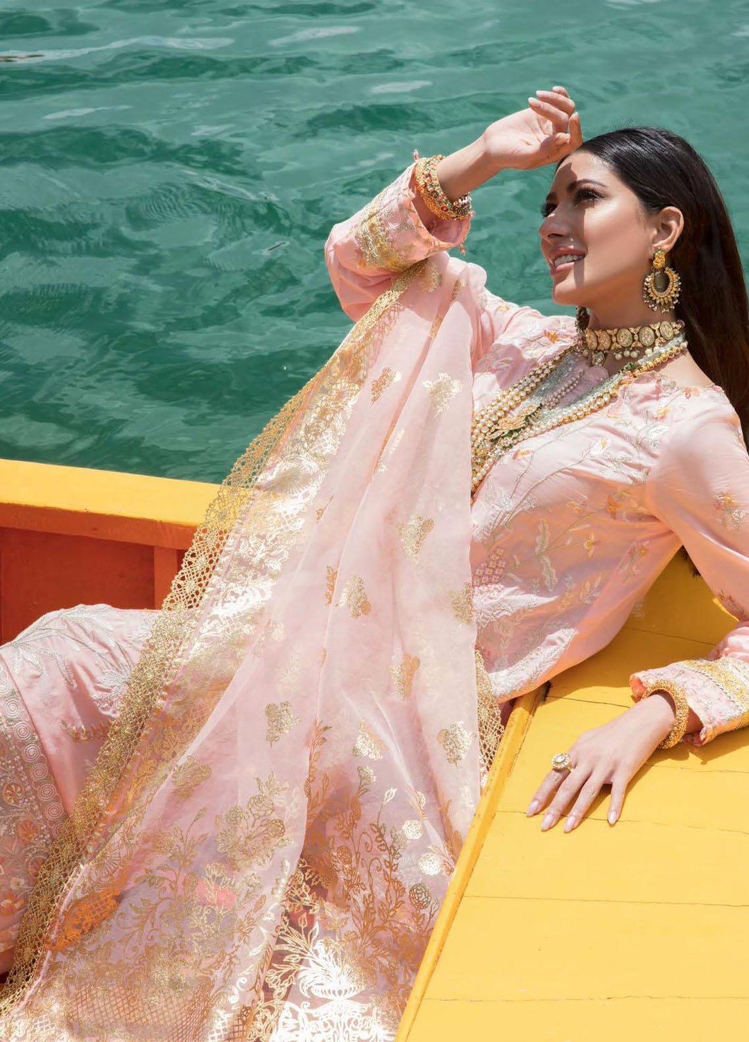 Nisa Hussain Embroidered Lawn Suits Unstitched 3 Piece NSH21L 02 GOLDFINCH - Luxury Collection