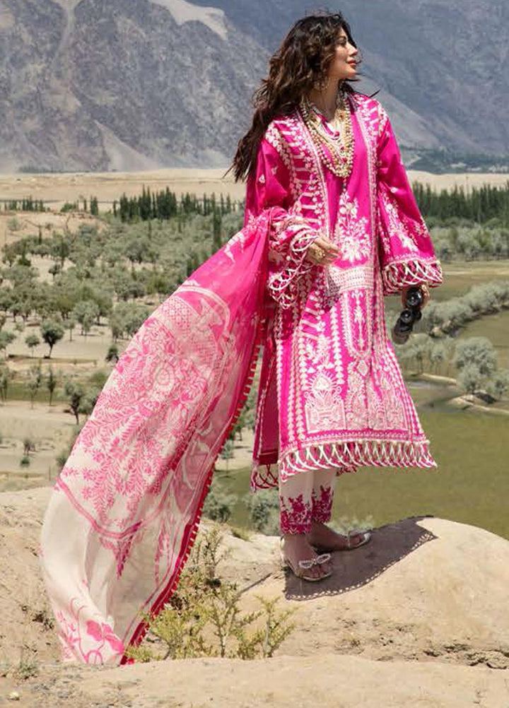 Nisa Hussain Embroidered Lawn Suits Unstitched 3 Piece NSH21L 04 RUBELLITE - Luxury Collection
