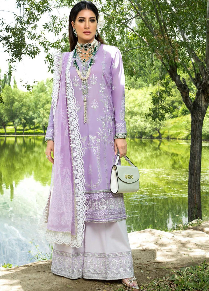 Nisa Hussain Embroidered Lawn Suits Unstitched 3 Piece NSH21L 07 LILAC BREEZE - Luxury Collection
