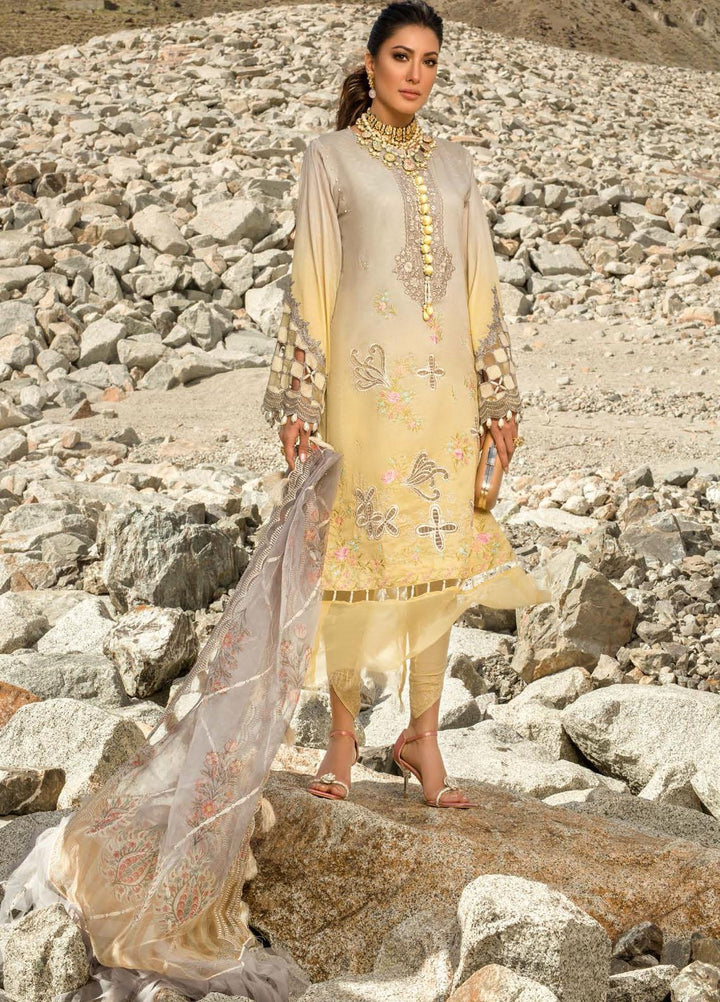 Nisa Hussain Embroidered Lawn Suits Unstitched 3 Piece NSH21L 08 OMBRE MELLOW - Luxury Collection