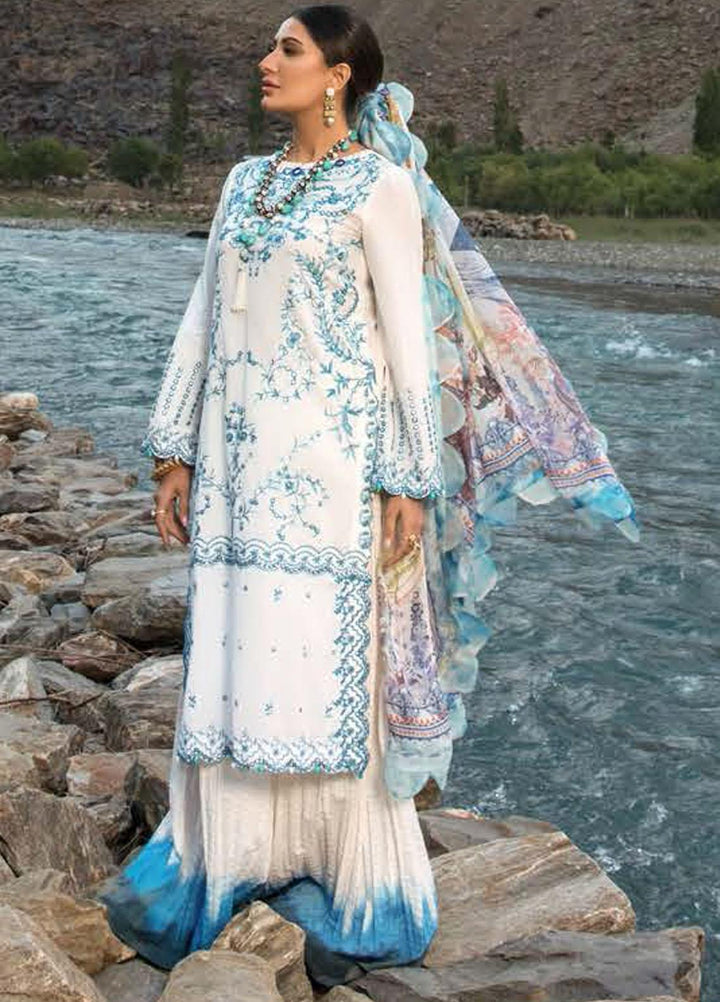 Nisa Hussain Embroidered Lawn Suits Unstitched 3 Piece NSH21L 09 PORCELAIN - Luxury Collection