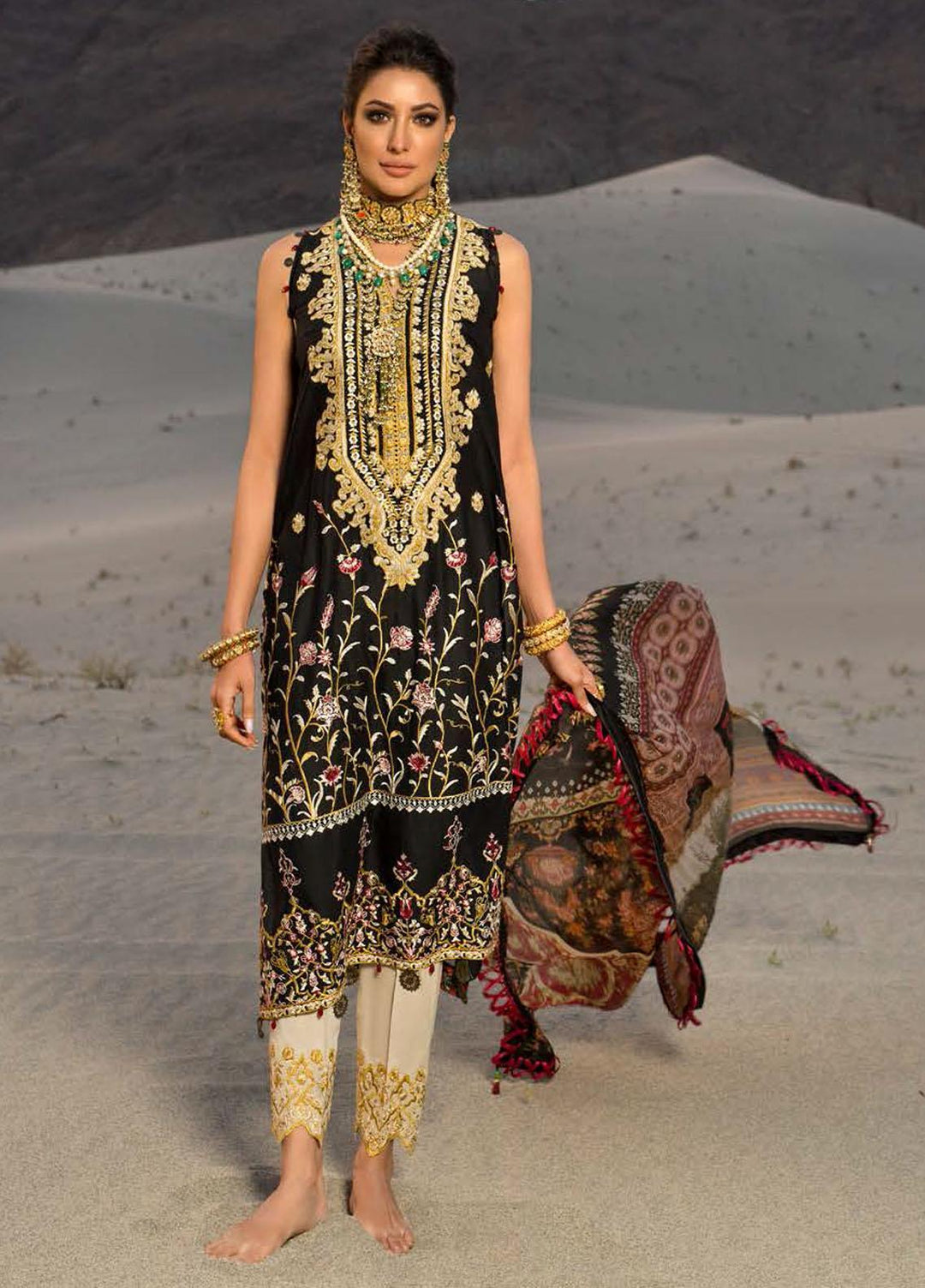 Nisa Hussain Embroidered Lawn Suits Unstitched 3 Piece NSH21L 10 DUSK - Luxury Collection