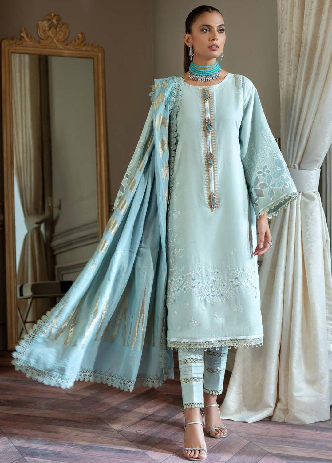 Nisa Hussain Embroidered Lawn Suits Unstitched 3 Piece NSH22SS LF-NHl 003 - Spring / Summer Collection