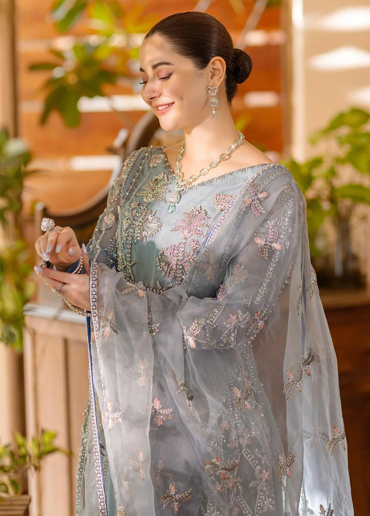 Noor By Azzal Embroidered Organza Suits Unstitched 4 Piece AZZ23N D-02 Mishaal - Luxury Collection