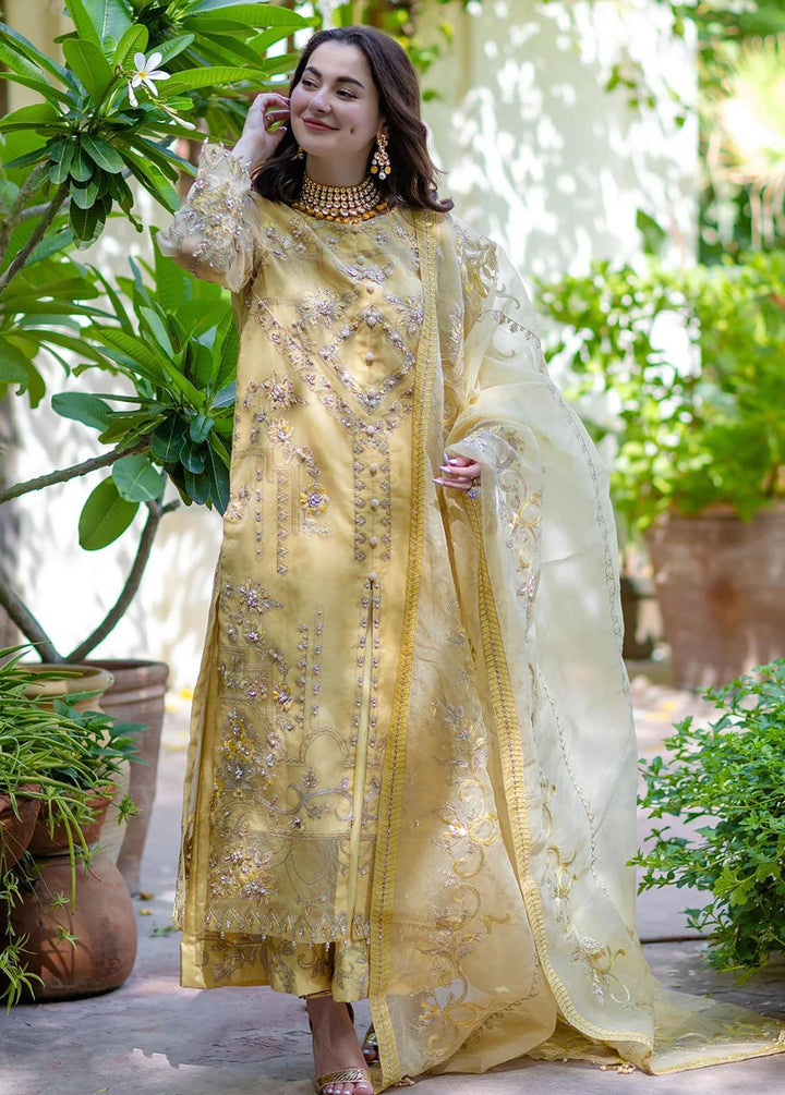 Noor By Azzal Embroidered Organza Suits Unstitched 4 Piece AZZ23N D-05 Nureh - Luxury Collection