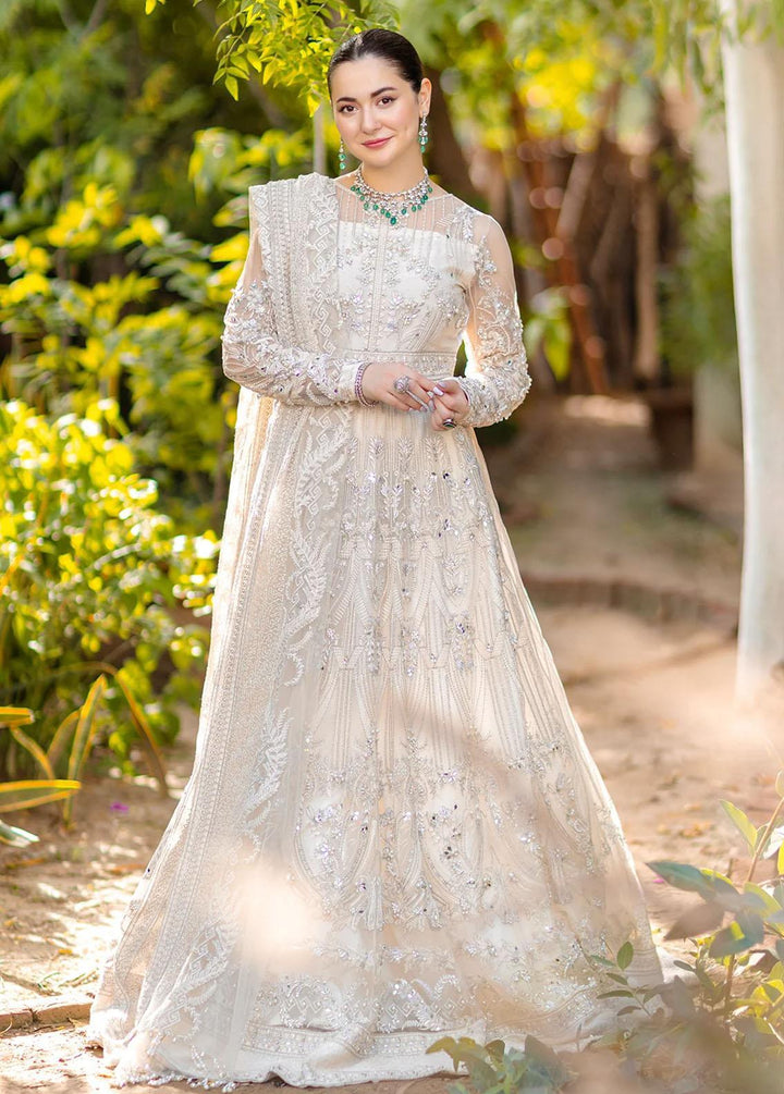 Noor By Azzal Embroidered Net Suits Unstitched 4 Piece AZZ23N D-06 Safed - Luxury Collection
