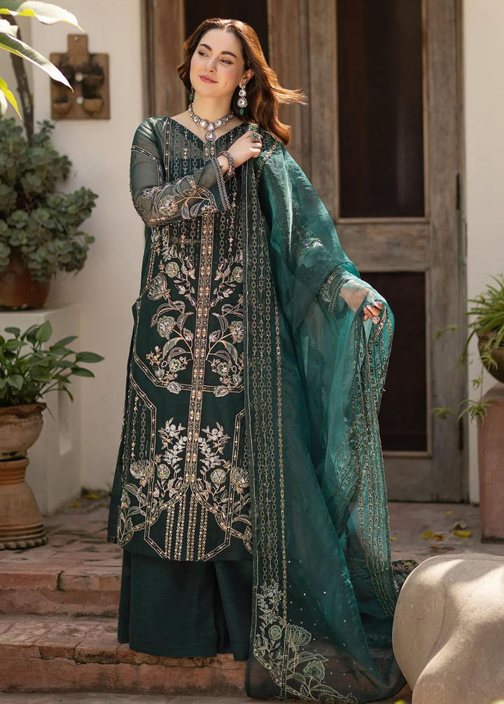 Noor By Azzal Embroidered Organza Suits Unstitched 4 Piece AZZ23N D-07 Eira - Luxury Collection