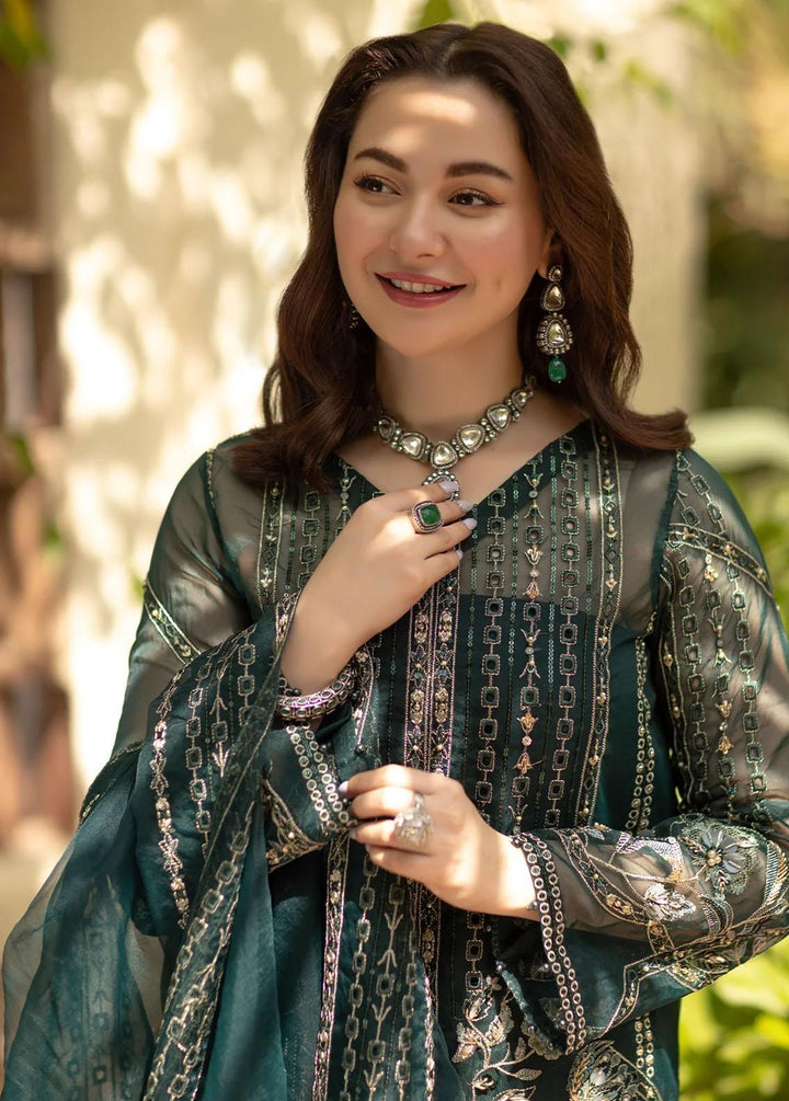 Noor By Azzal Embroidered Organza Suits Unstitched 4 Piece AZZ23N D-07 Eira - Luxury Collection