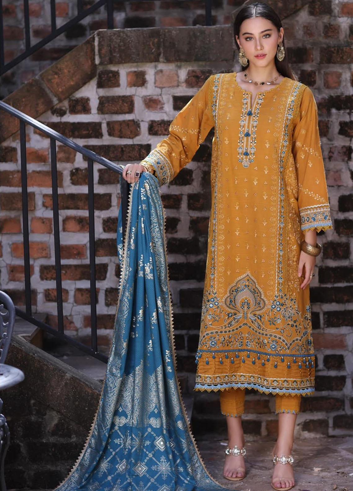 Noor By Saadia Asad Embroidered Chiffon Suits Unstitched 3 Piece NSA22C D1 - Luxury Collection main image 1