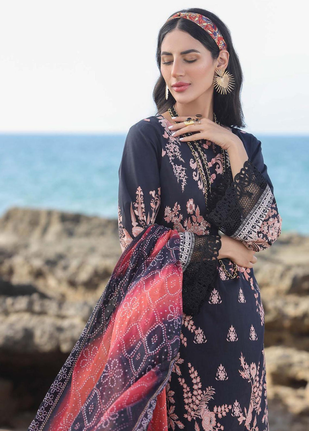 Sahar Printed Lawn Suits Unstitched 3 Piece SHR22NS  SL-SS-DP-006-B - Summer Collection