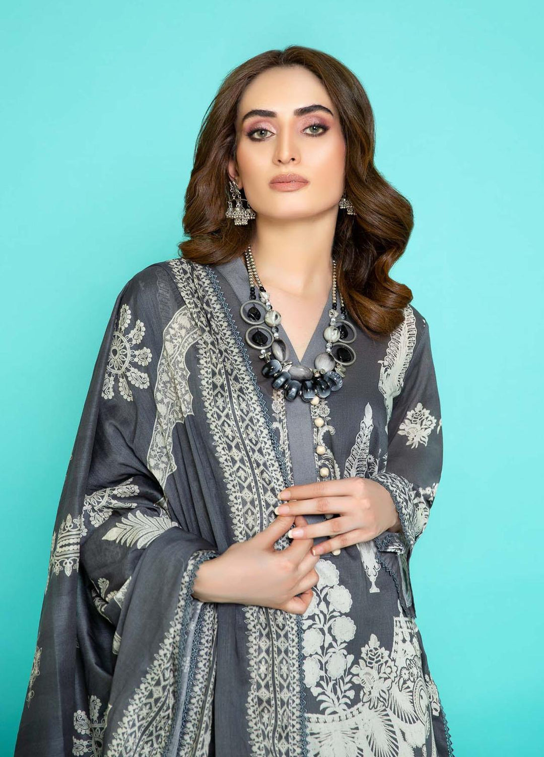 Sahar Printed Lawn Suits Unstitched 3 Piece SHR22NS SL-SS-DP-004-A - Summer Collection