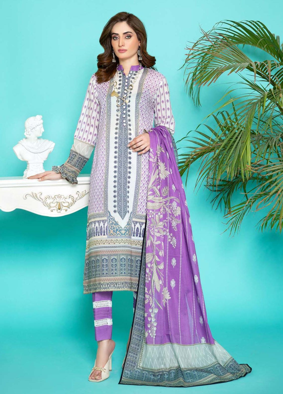 Sahar Printed Lawn Suits Unstitched 3 Piece SHR22NS SL-SS-DP-005-B - Summer Collection